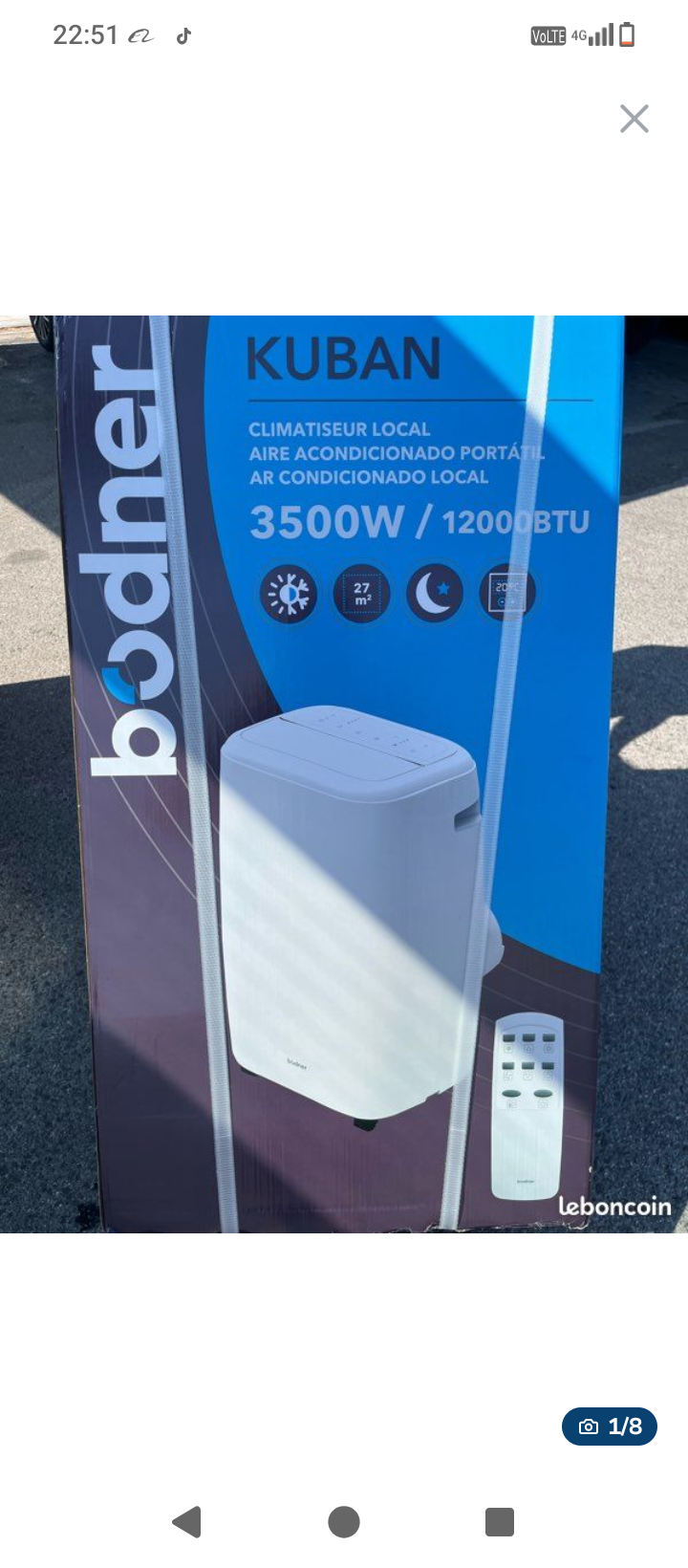 Climatiseur Mobile Bodner KUBAN 12000 BTU (3500W) – Télécommande – Refroidissement Rapide